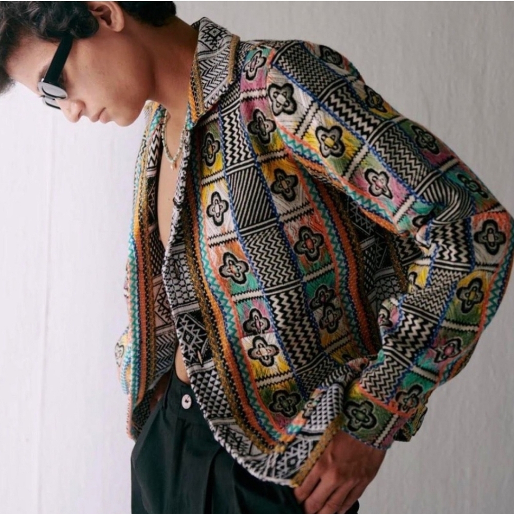 Men's Multicolor Patterned Military Field Jacket - Picture 2 of 16